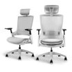 Flujo Angulo grey ergonomic office chair with mesh back from various angles