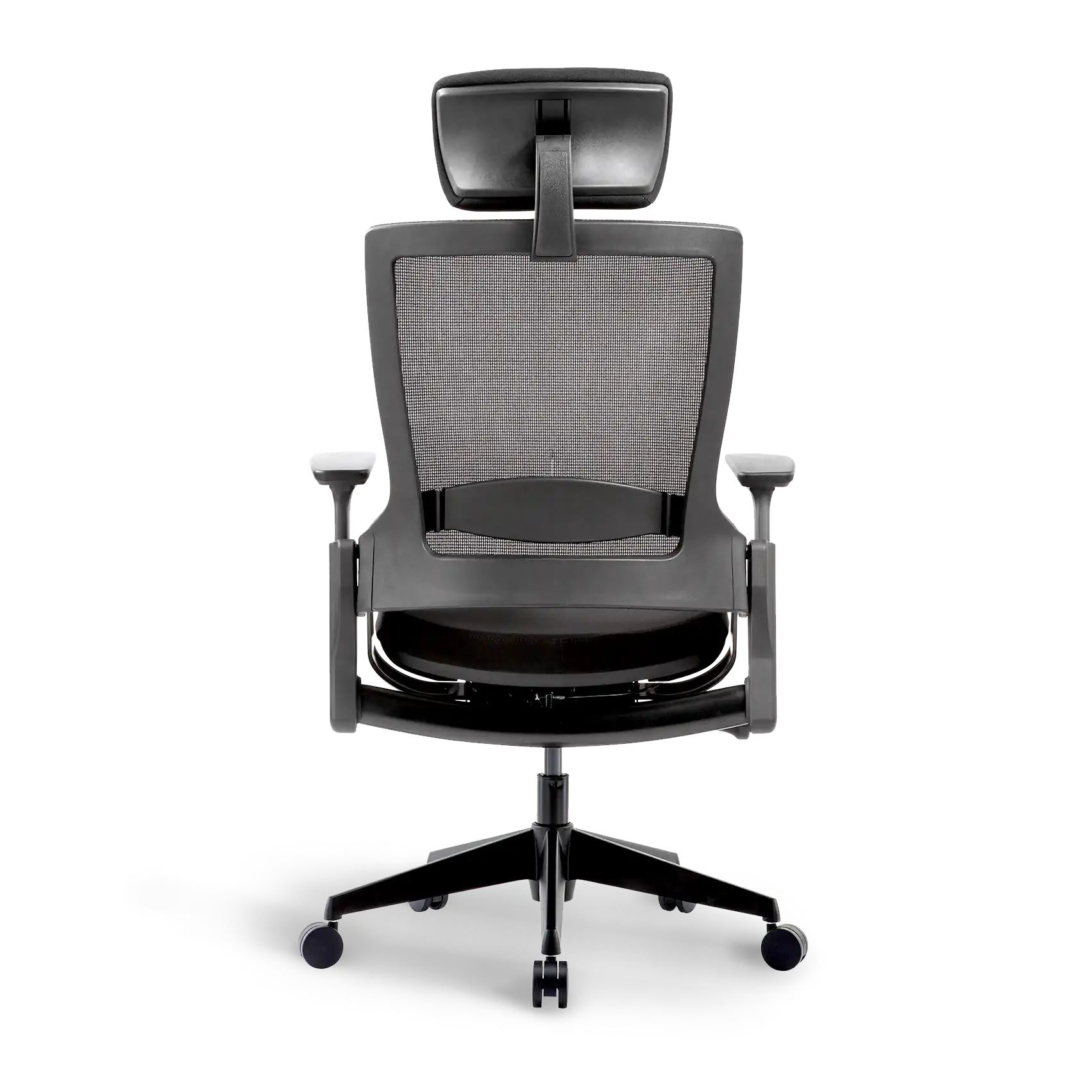 Flujo Angulo office chair with breathable mesh back and headrest in black