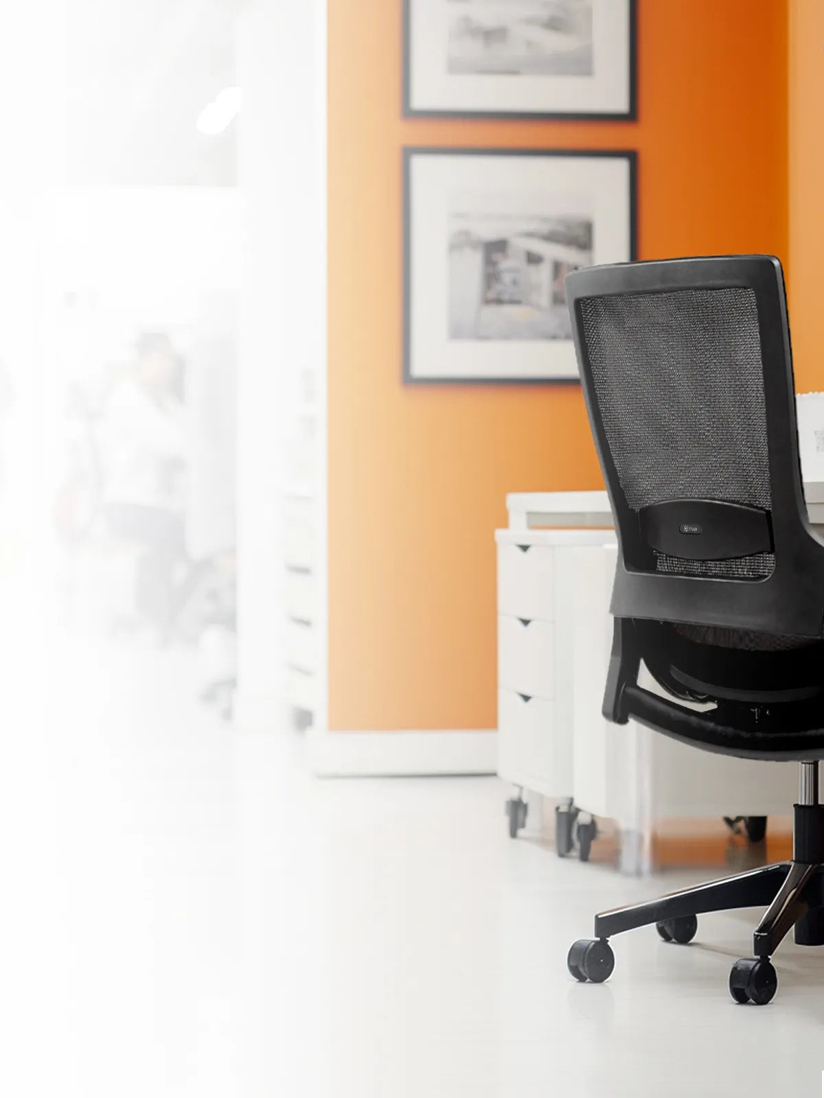 Ergonomic office chairs in a brightly colored office space