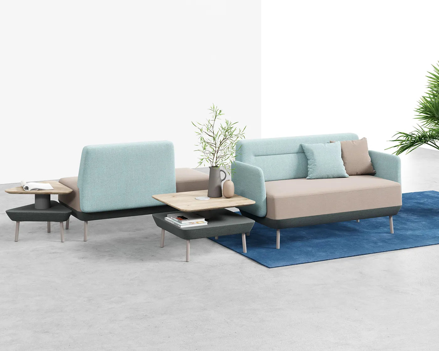 Flujo Märta lounge setup designed for office spaces in Singapore with premium modular furniture.