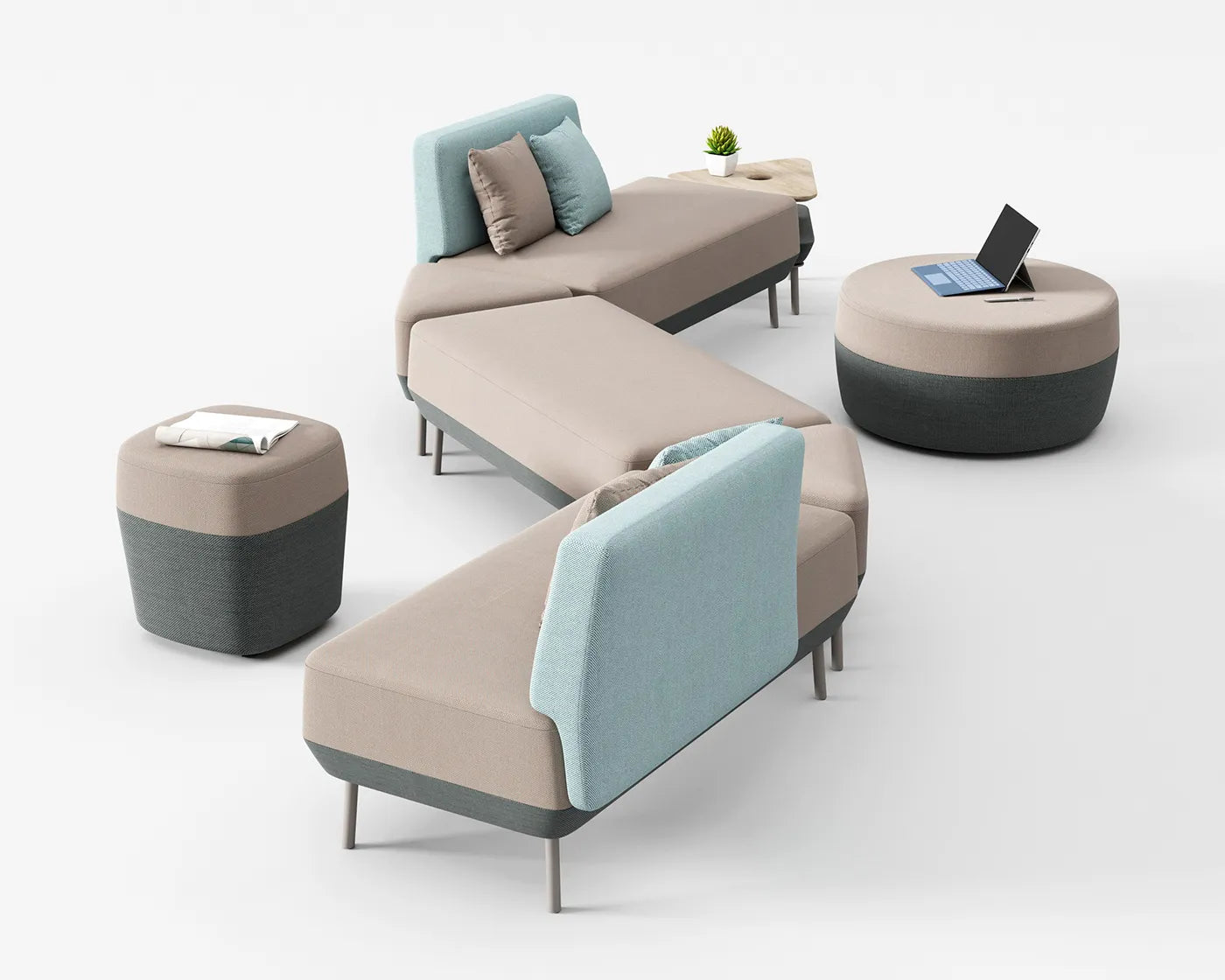 Flujo Märta lounge set with a modular design, ideal for Singapore workspaces and homes.