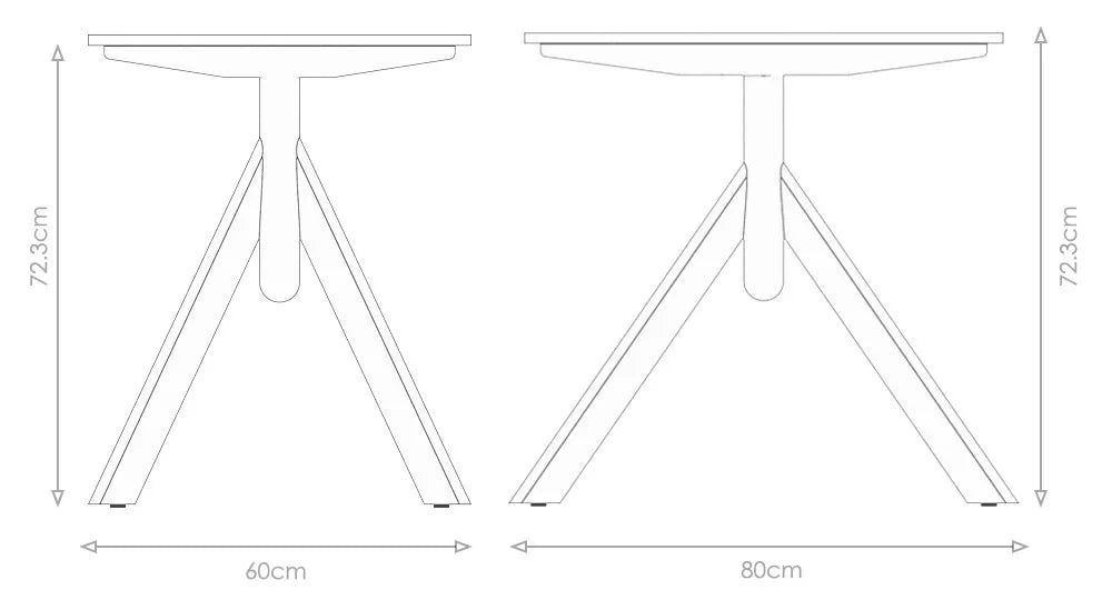 Flujo TriFlex Desk with blue legs, front view.