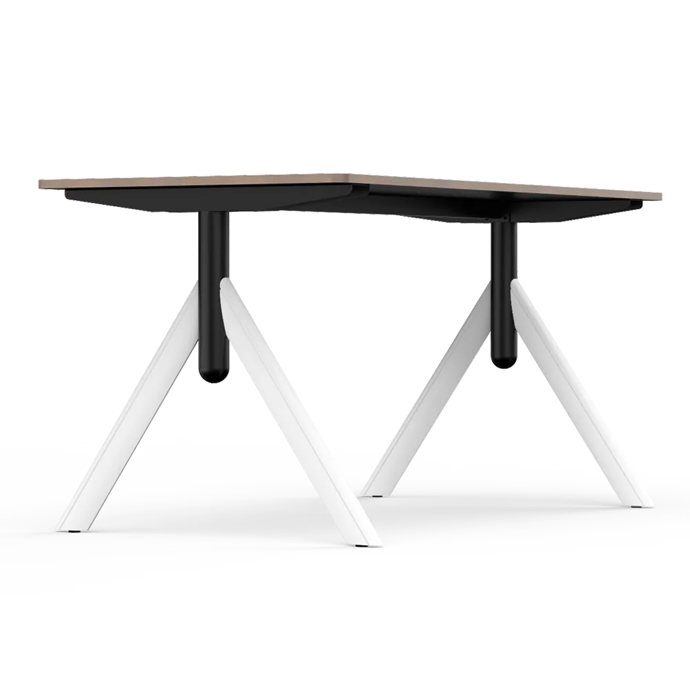 Flujo TriFlex Desk with white legs and black center support