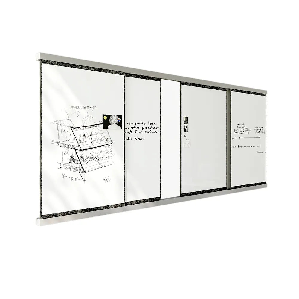 Flujo WriteDeck sliding panel system offering seamless transitions for dynamic workspace needs.