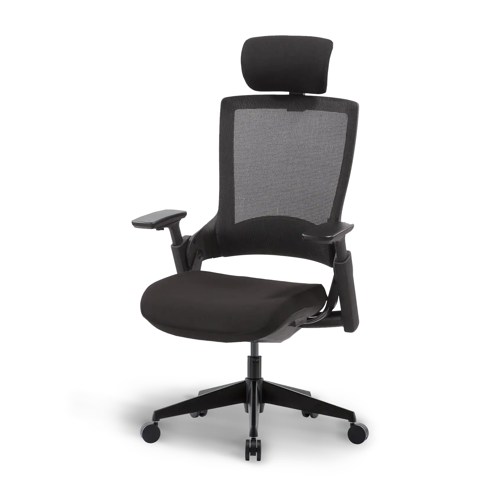 Flujo Angulo ergonomic office chair in black with adjustable armrests
