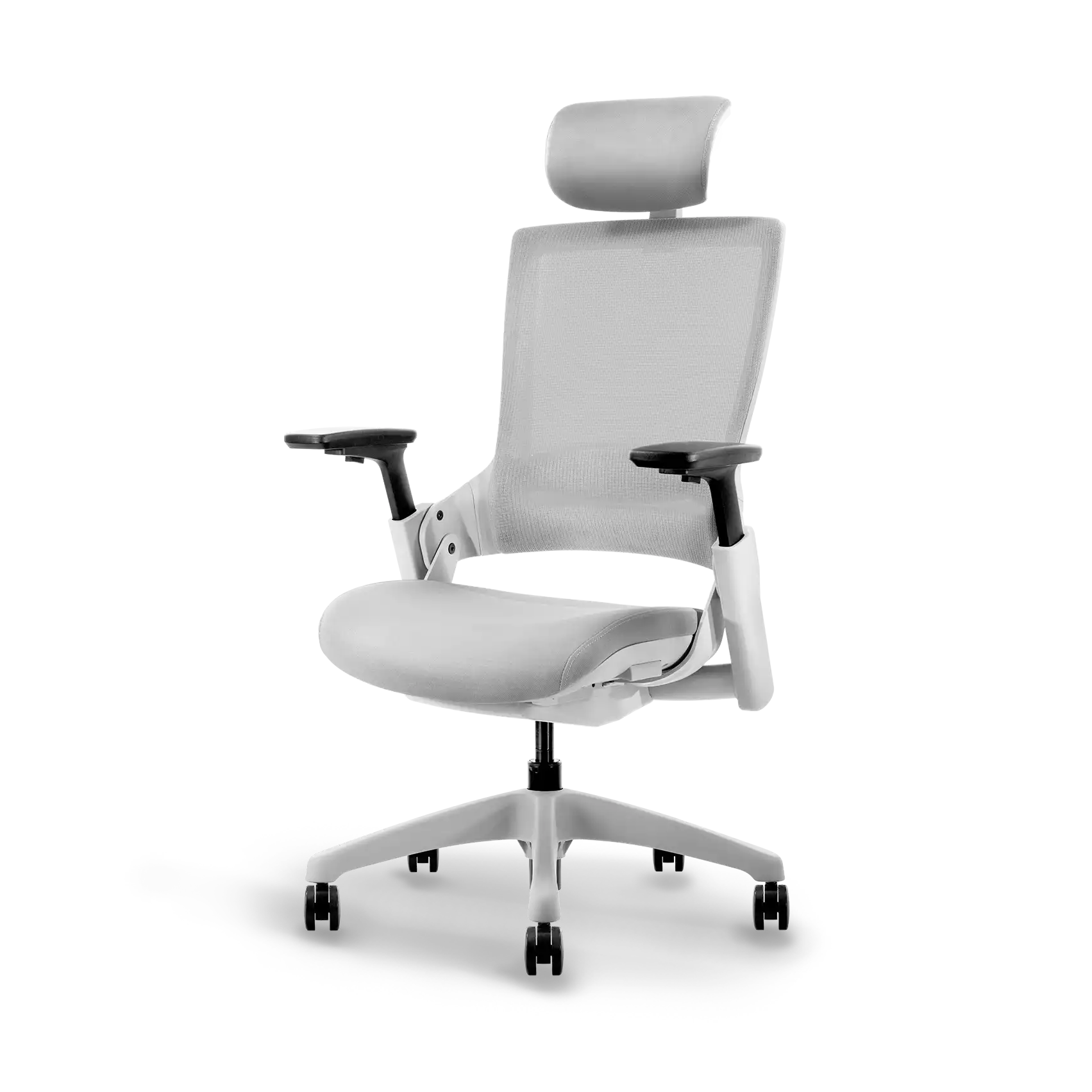 Flujo Angulo ergonomic office chair in grey with adjustable armrests