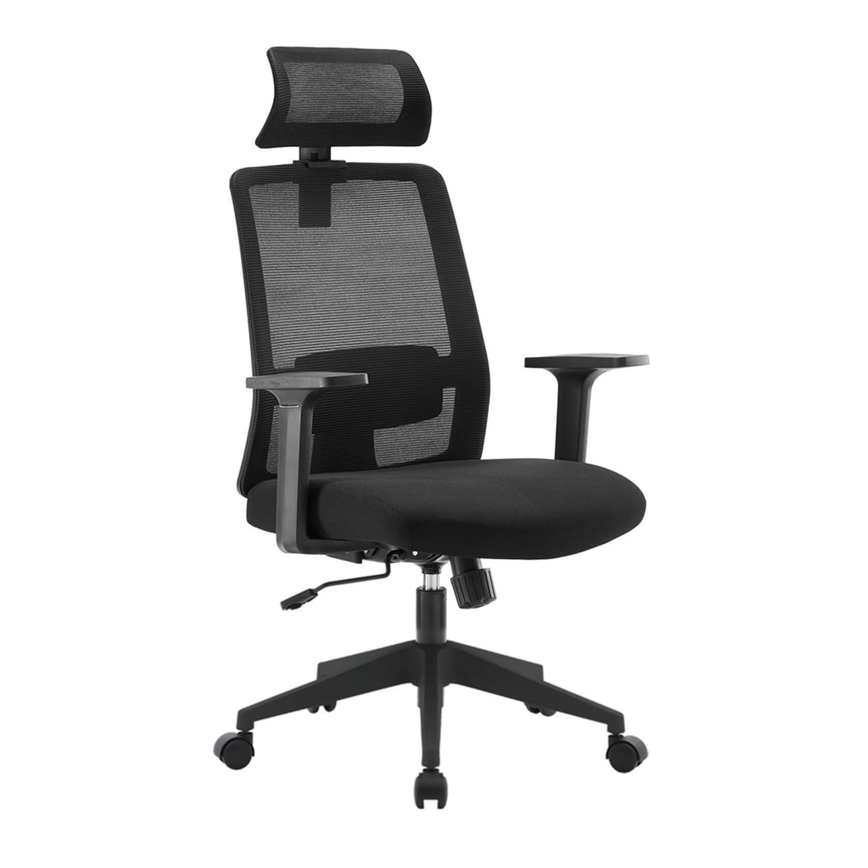 Side view of adjustable ergonomic mesh office chair