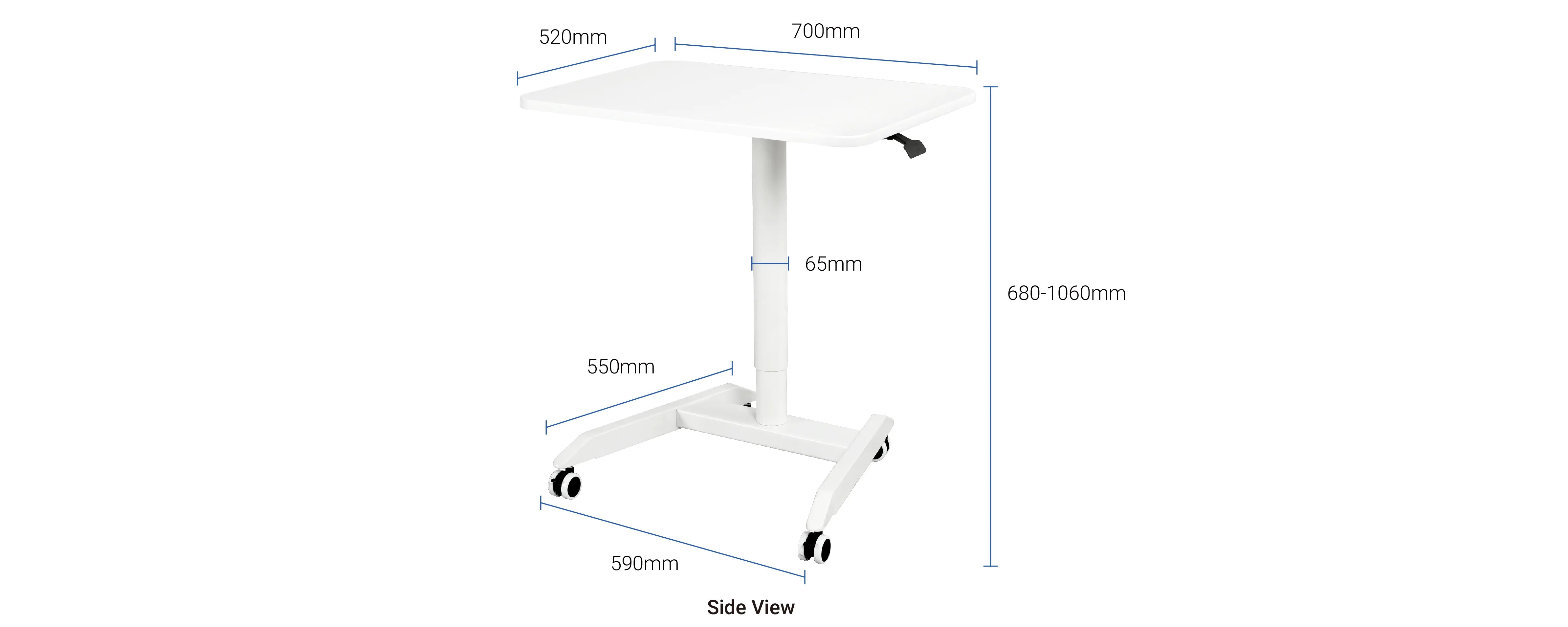 FlexiLift mobile standing desk dimensions and specifications