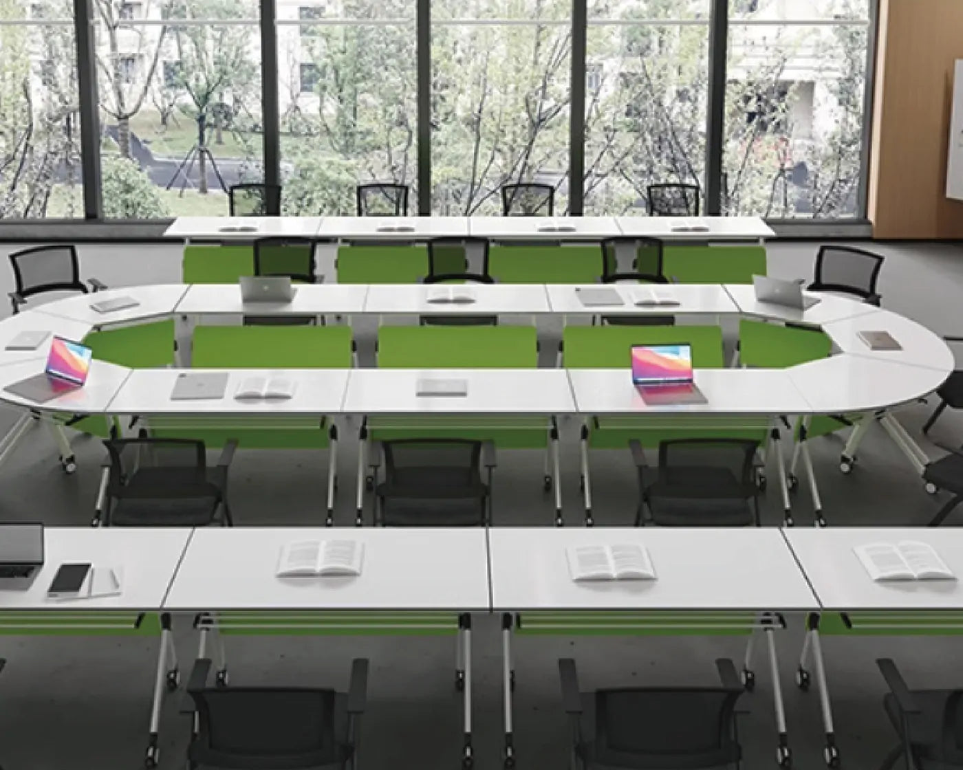 Modular collaborative workspace table for meetings and team discussion