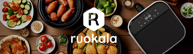 Ruokala brand indoor grill with assorted dishes displayed around it, enhancing cooking experiences in Singapore.