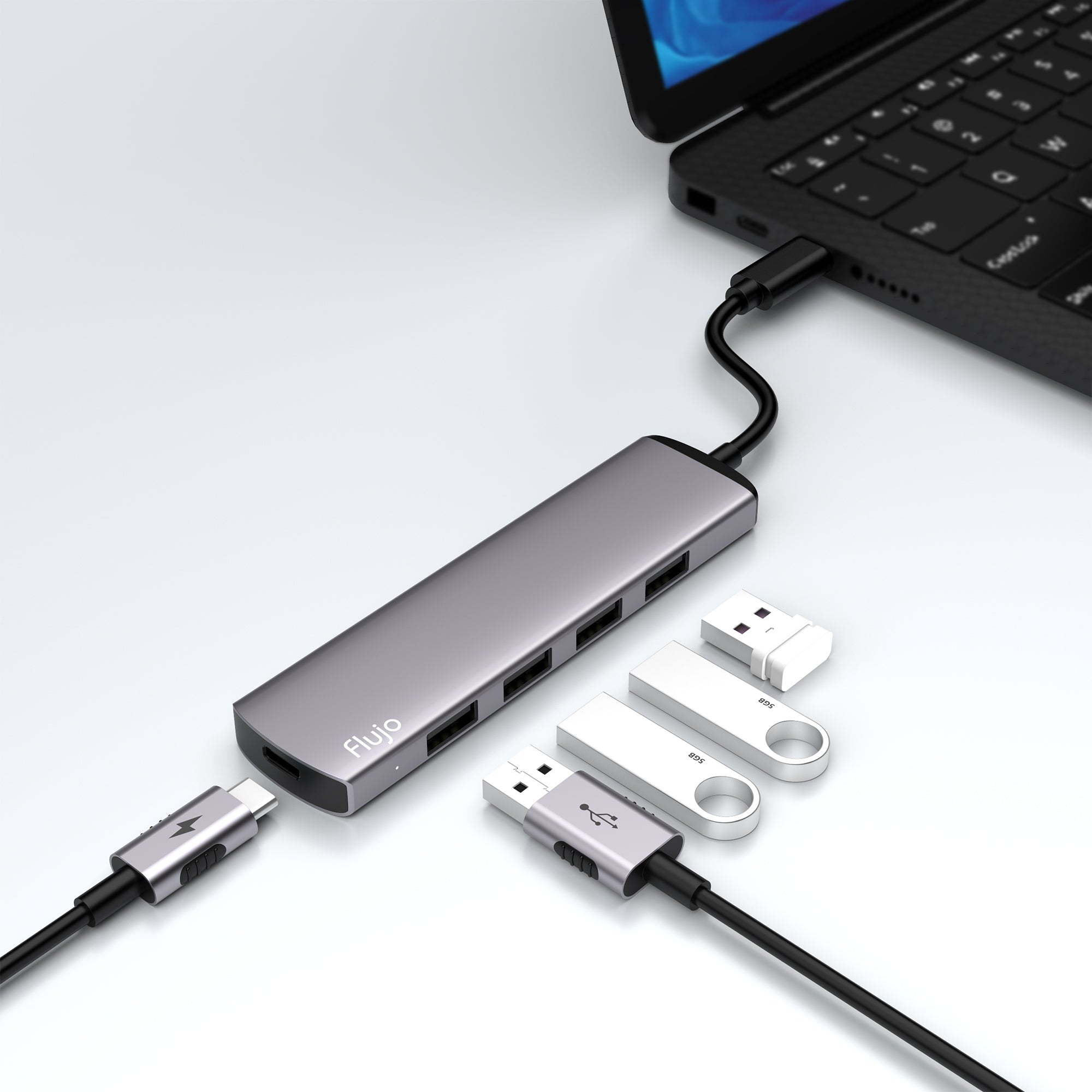 USB C to USB 3.0*4 + USB C Power Supply